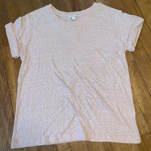 Gap Heather pink roll sleeve boxy tee